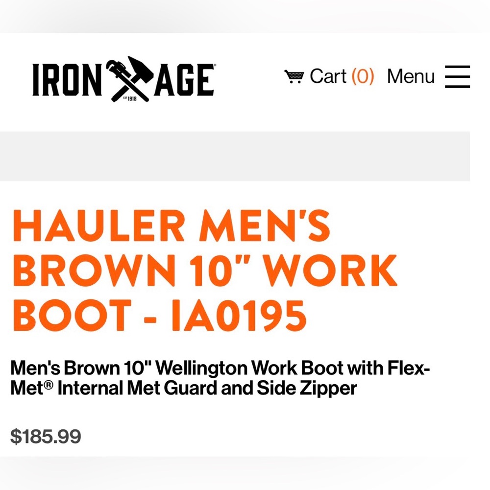 New NIB Iron Age Men's Brown Leather Pull-On Work Boots Hauler Leather Comp Toe - Picture 2 of 16